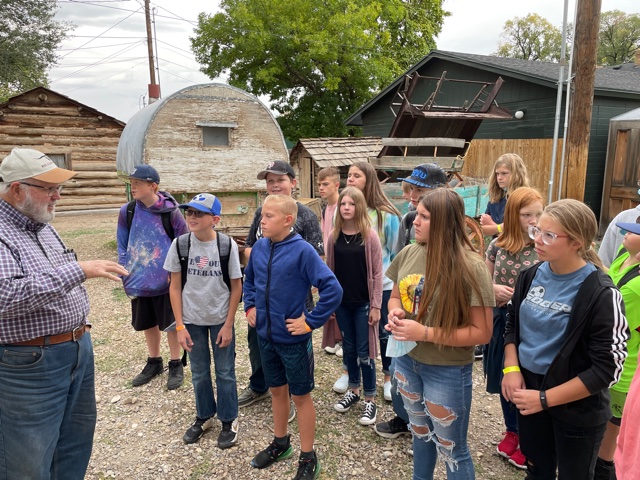 Students explore a pioneer village