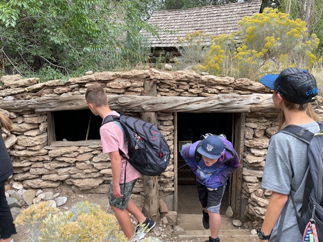 Students explore a pioneer village