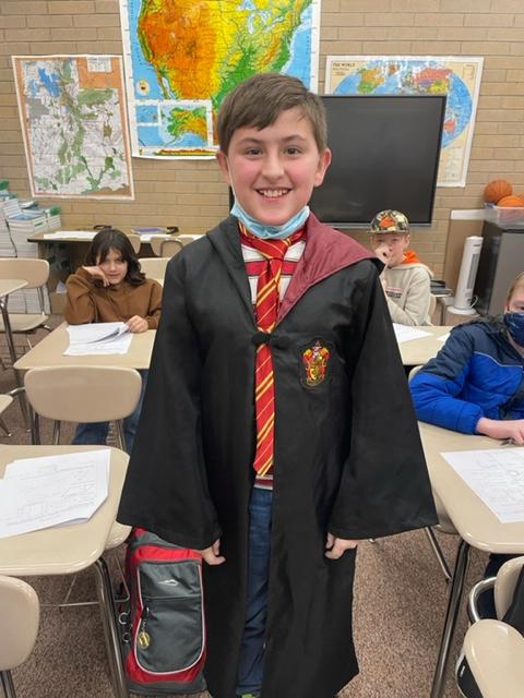 student dressed as Harry Potter