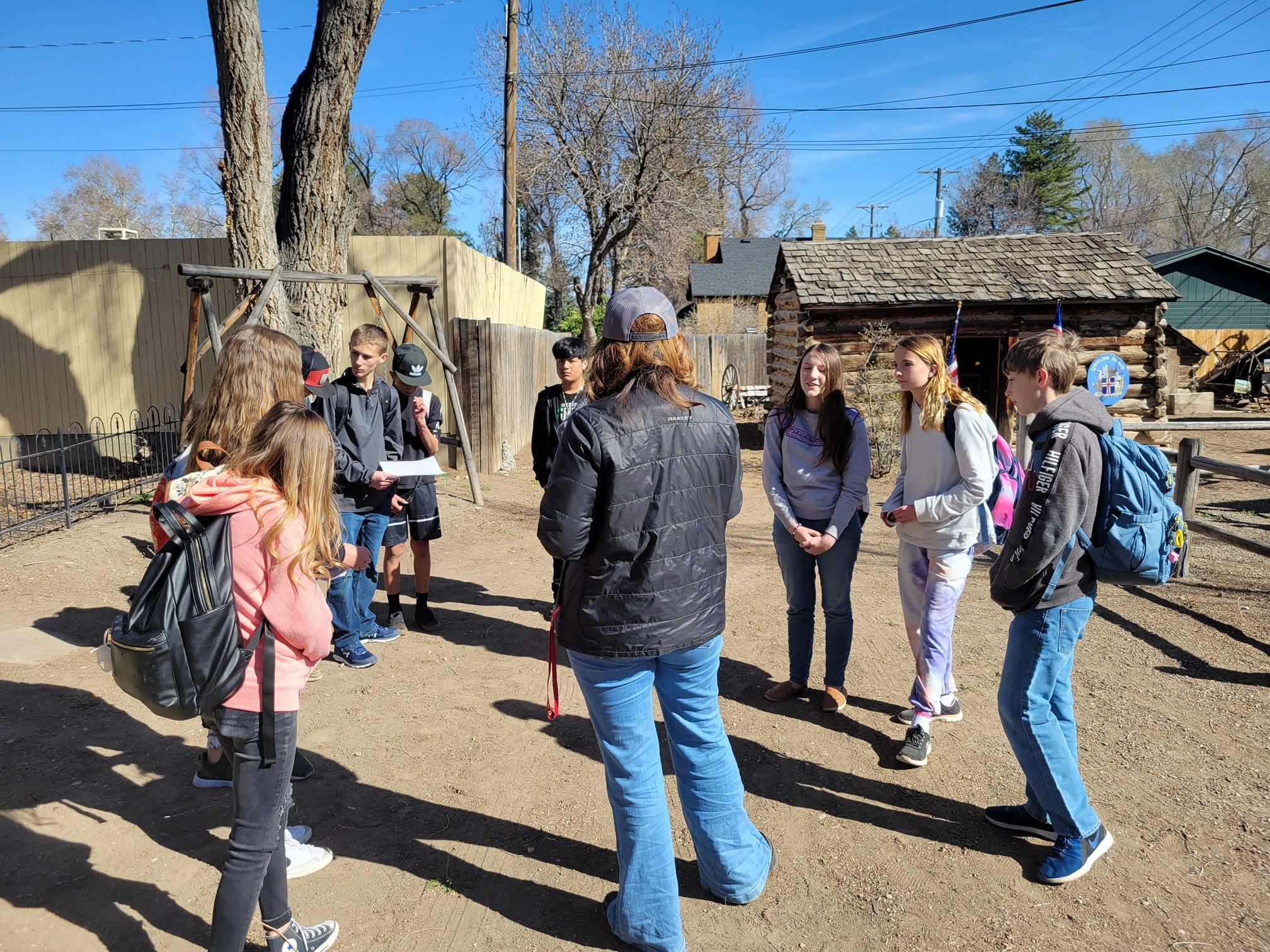 Students in a pioneer village