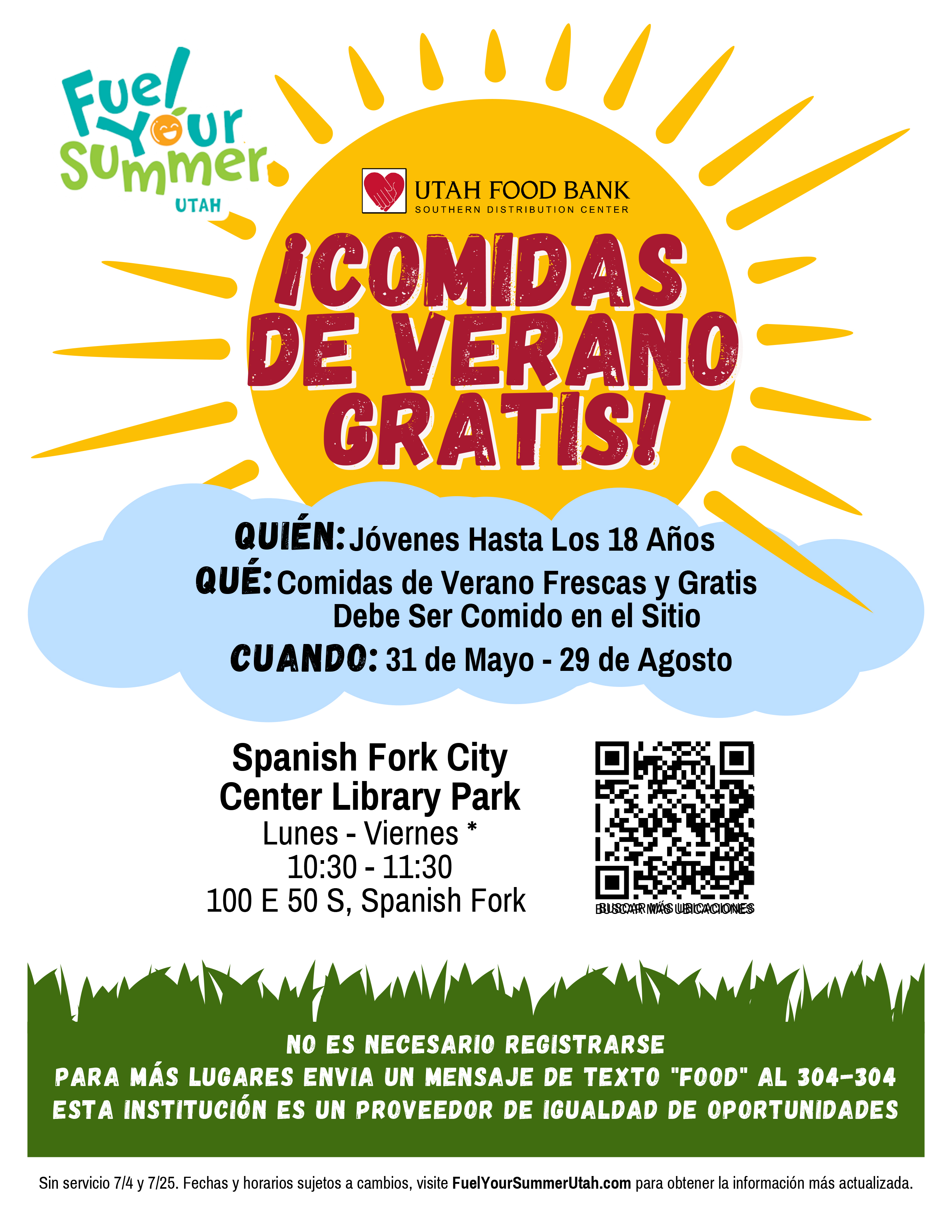 Flyer for free meals in Spanish 