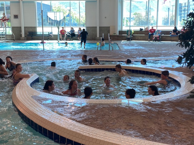 Students playing in the water
