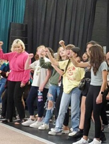 students dancing on stage