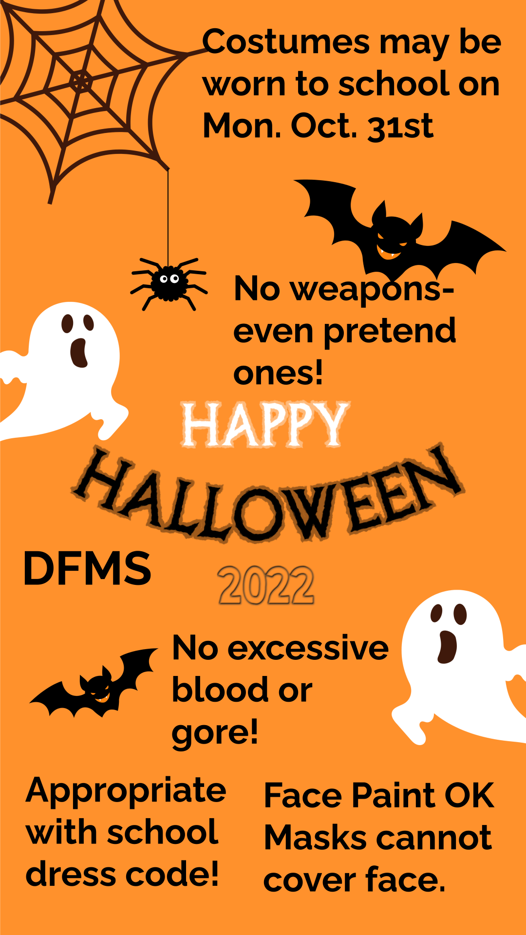 Poster explaining Halloween costumes for school