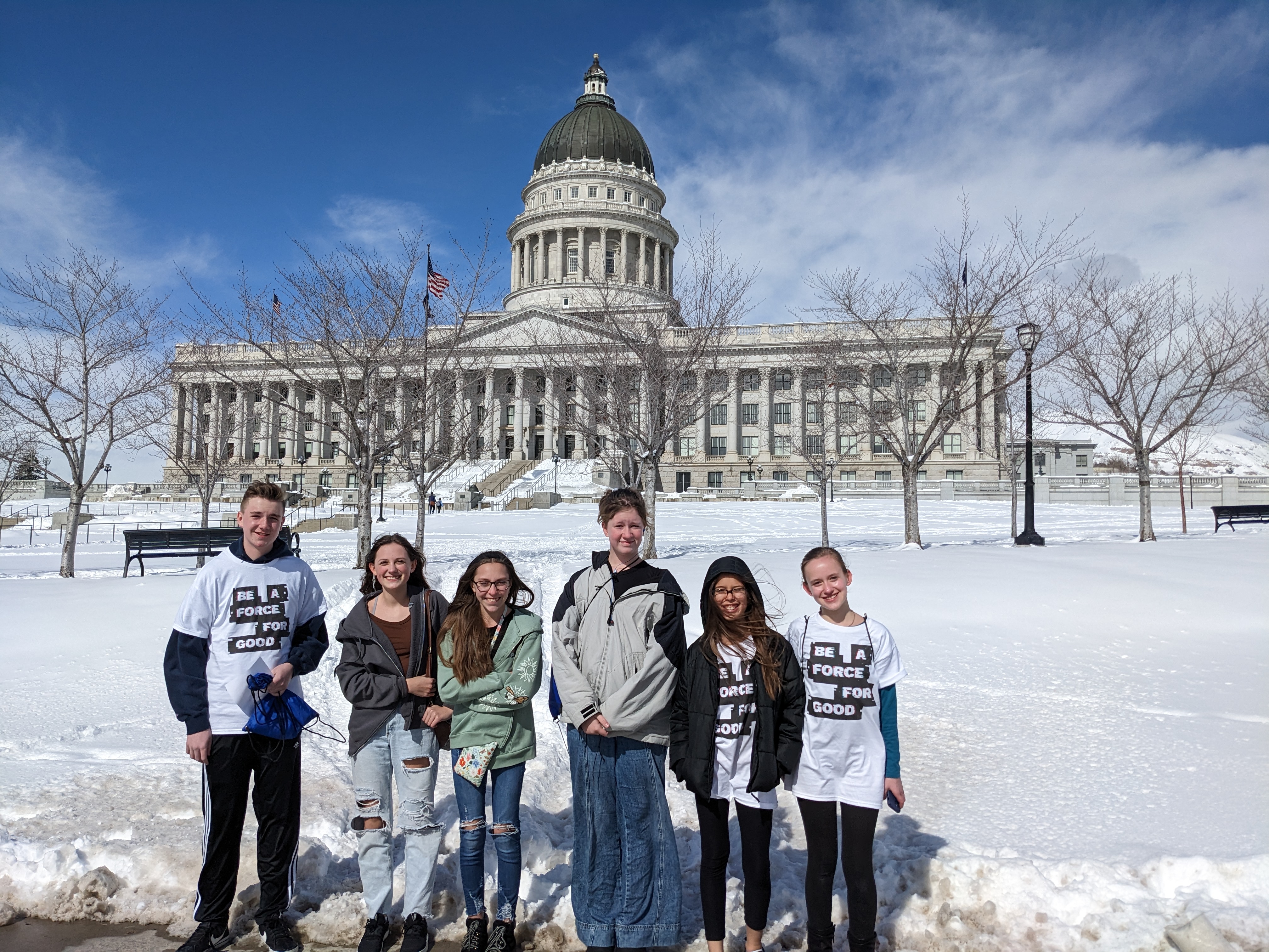 Our PTSA students standing outside the Utah State Capitol.