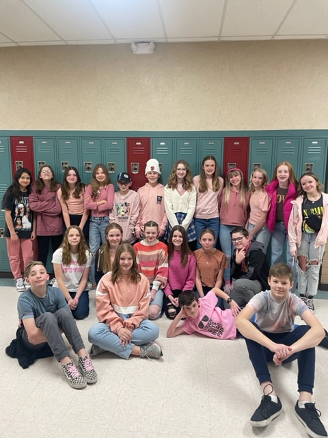 Leadership Class dressed in pink for wish week!