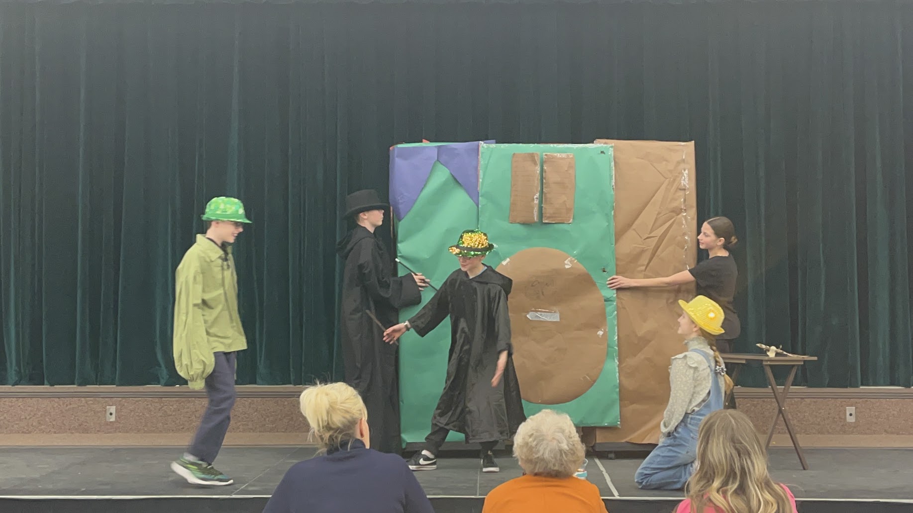 Students performing a magic show