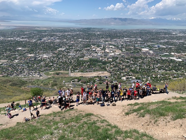 Students on top of Y mountain
