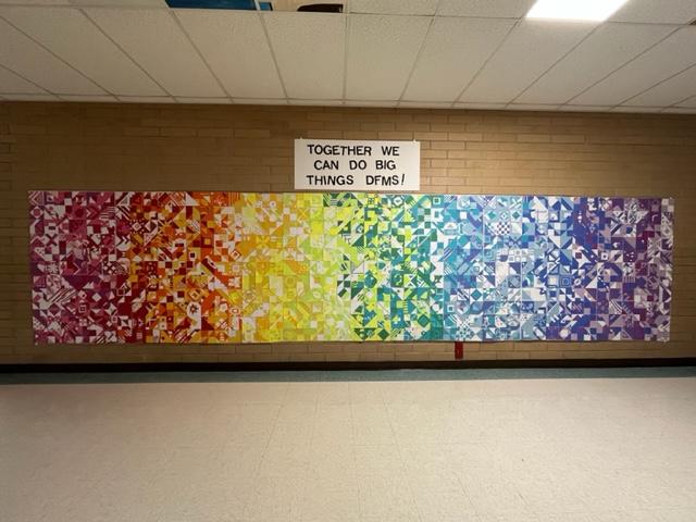 Art mural made of colorful individual squares