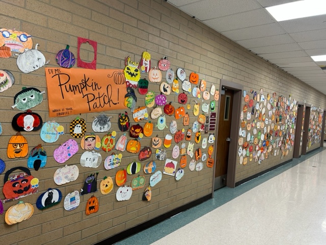 Student created colorful pumpkins.
