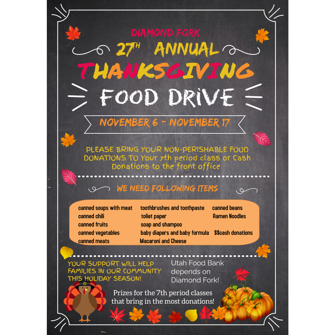 Poster with details about Food Drive